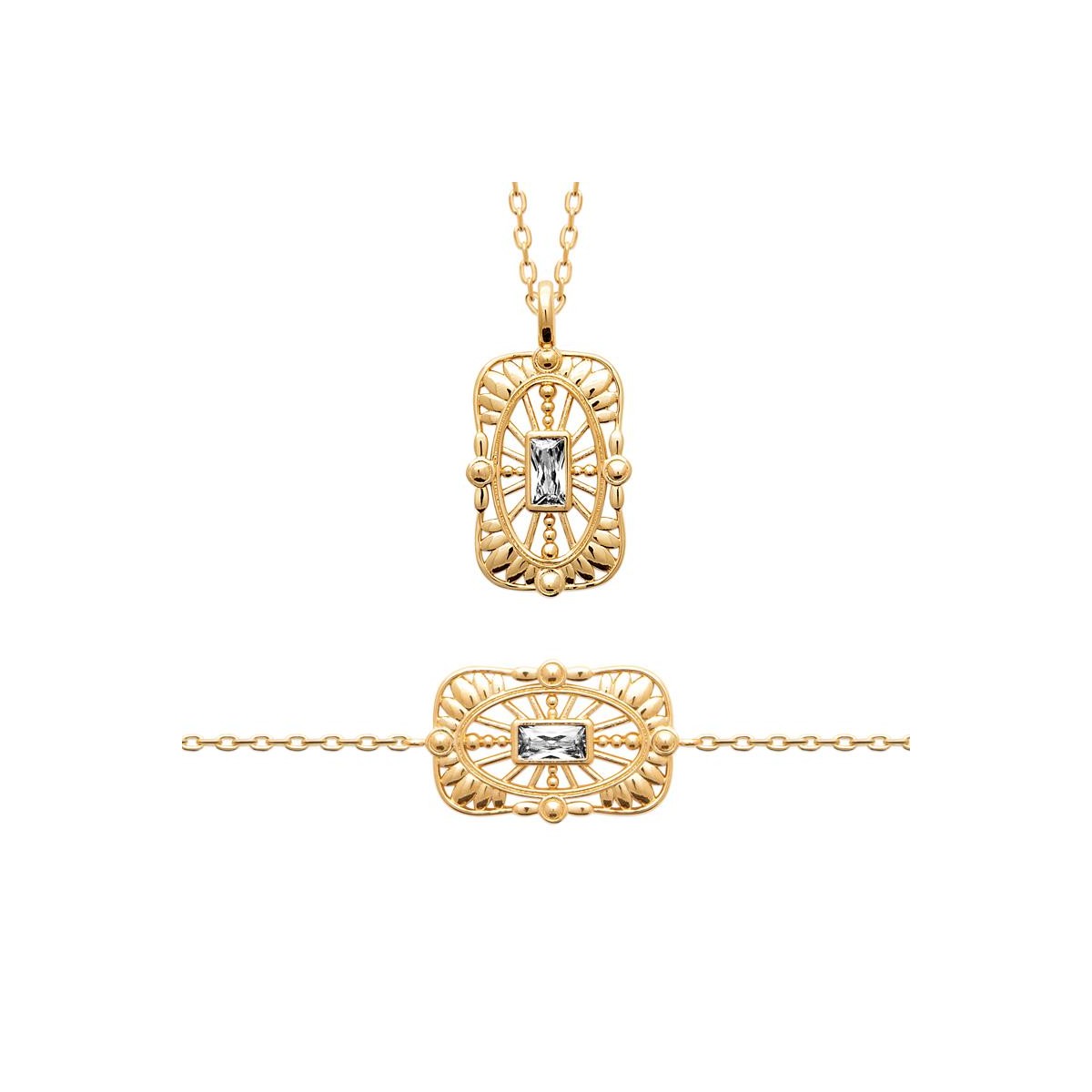 BRACELET ET COLLIER PL-OR 750 3MIC OZ