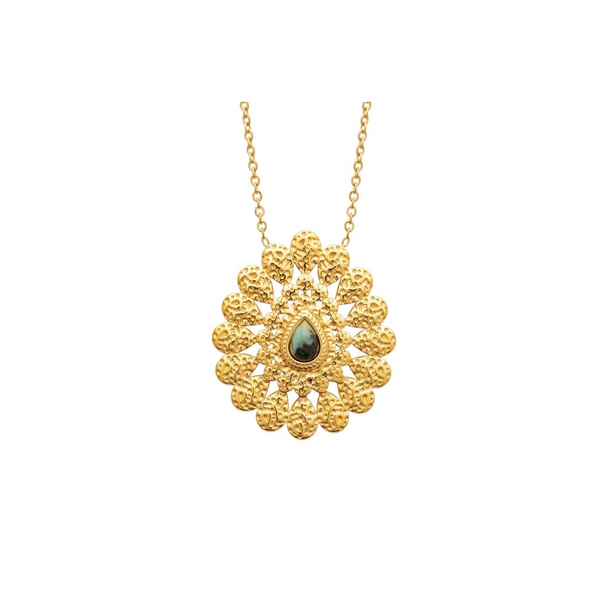 COLLIER ACIER PVD DORÉ PS