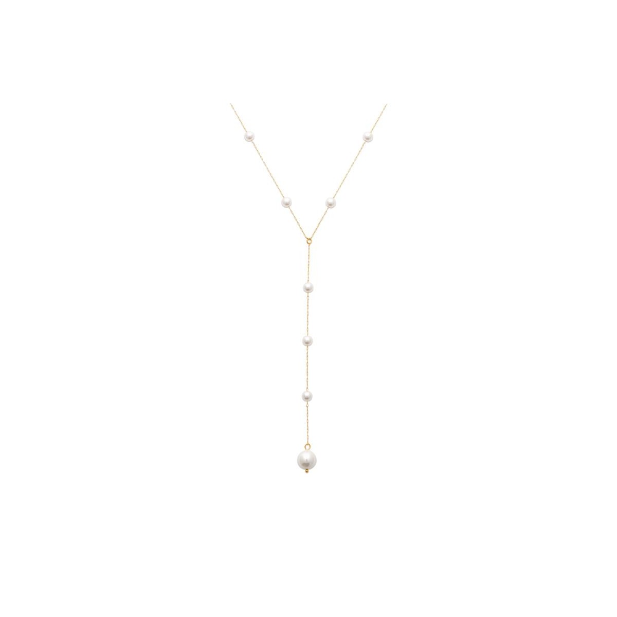 COLLIER ACIER PVD DORÉ PERLES IMIT