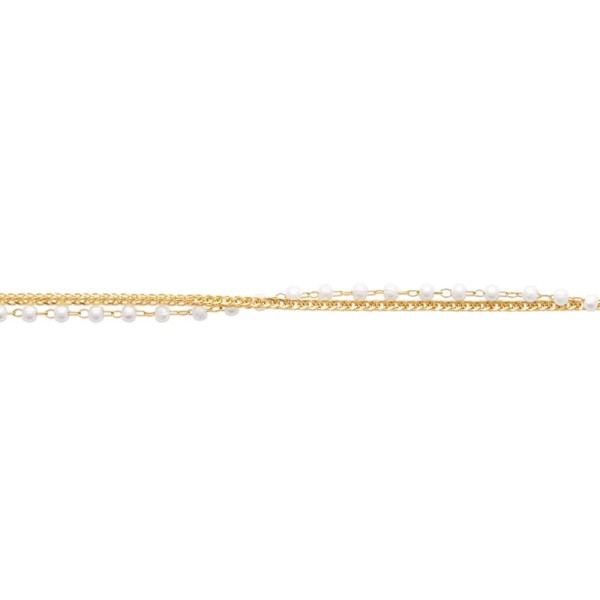 BRACELET ACIER PVD DORÉ PERLES IMIT